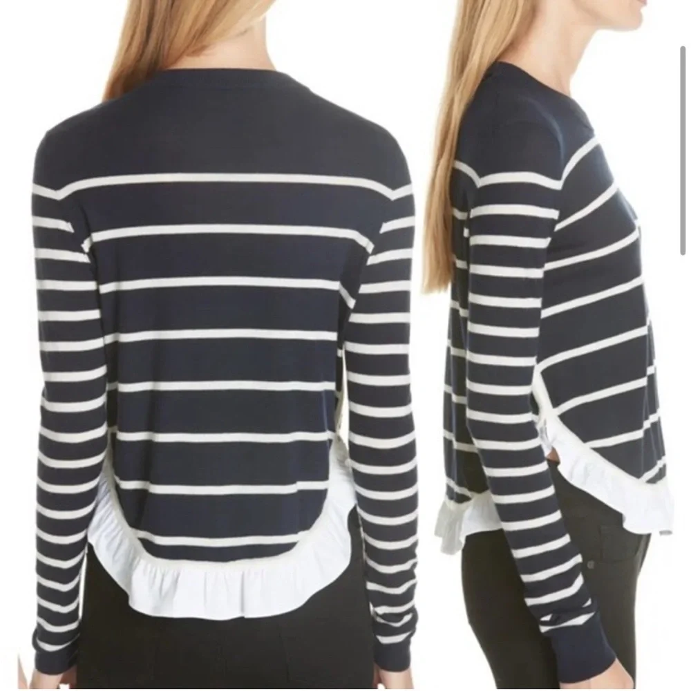 Veronica Beard Ollie Ruffle Hem Sweater- M‎